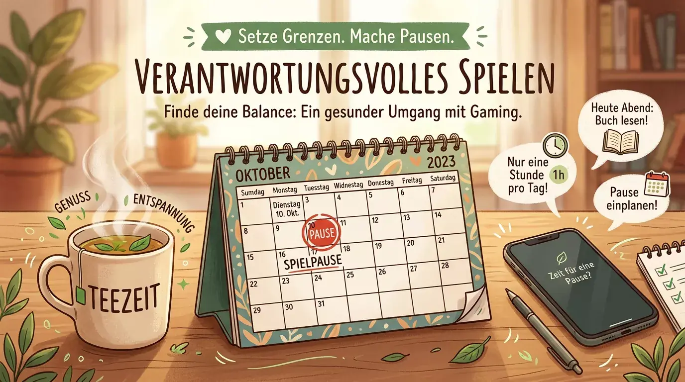 Warm gestaltete Hilfesituation mit Kalender, Pause-Symbol und diskreter Beratung
